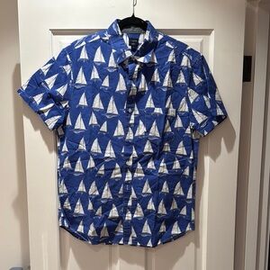 Nautica Men's Blue Sailboat Print Shirt